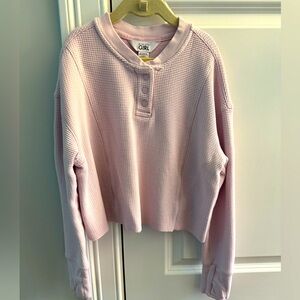 Athleta Girl Pink Waffle Knit Pullover